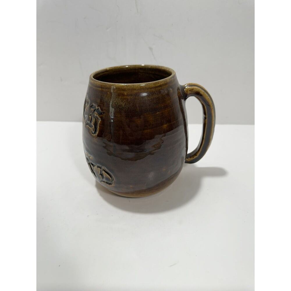 Signed Alberto Galvez Pottery large Coffee Mug Stoneware Coach‎ Raymond Embossed